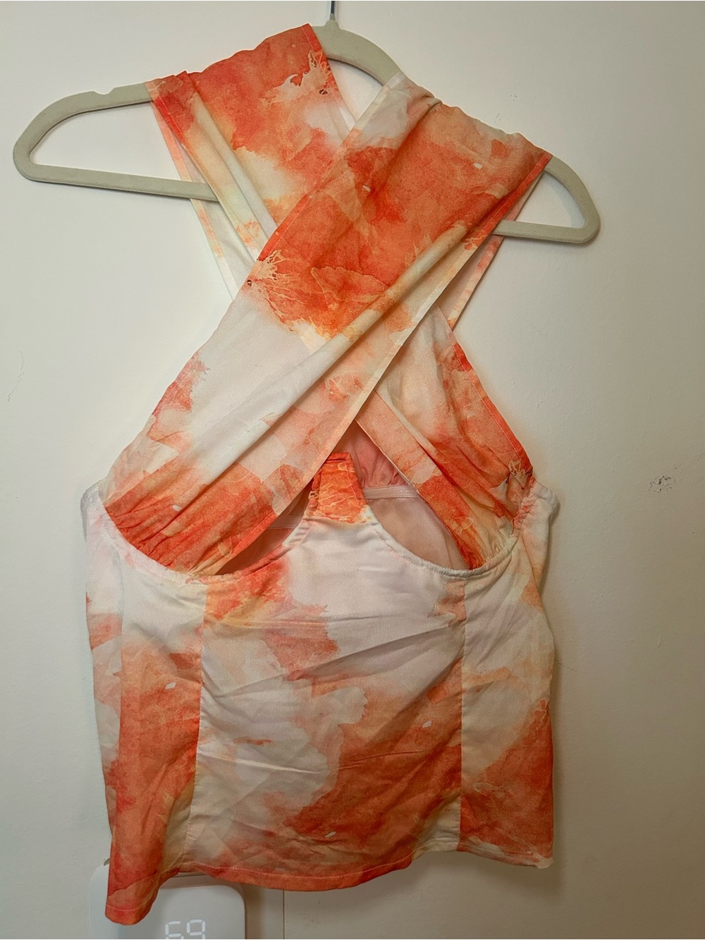 PrettyLittleThing Orange Watercolor Crisscross Tank Top